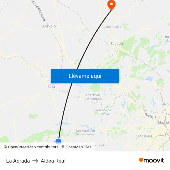 La Adrada to Aldea Real map