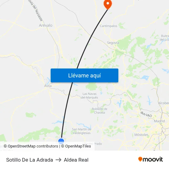 Sotillo De La Adrada to Aldea Real map