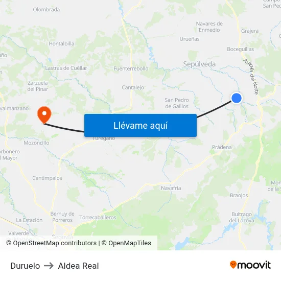 Duruelo to Aldea Real map