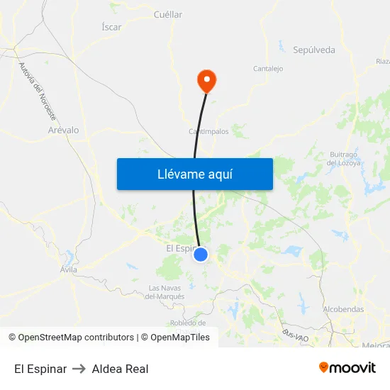 El Espinar to Aldea Real map