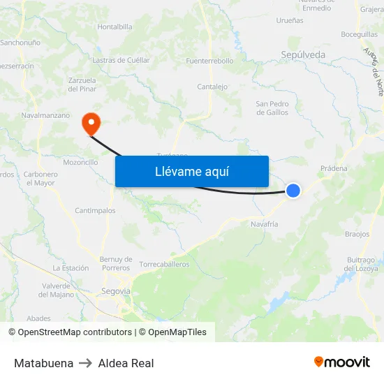 Matabuena to Aldea Real map