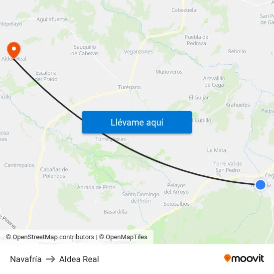 Navafría to Aldea Real map