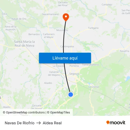 Navas De Riofrío to Aldea Real map