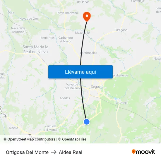 Ortigosa Del Monte to Aldea Real map