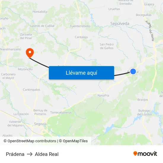 Prádena to Aldea Real map