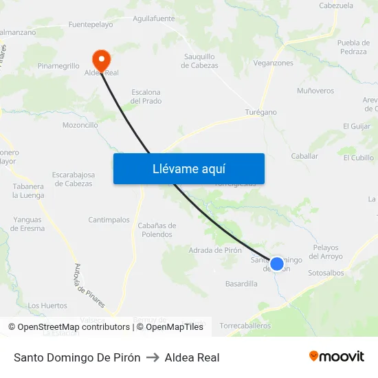 Santo Domingo De Pirón to Aldea Real map