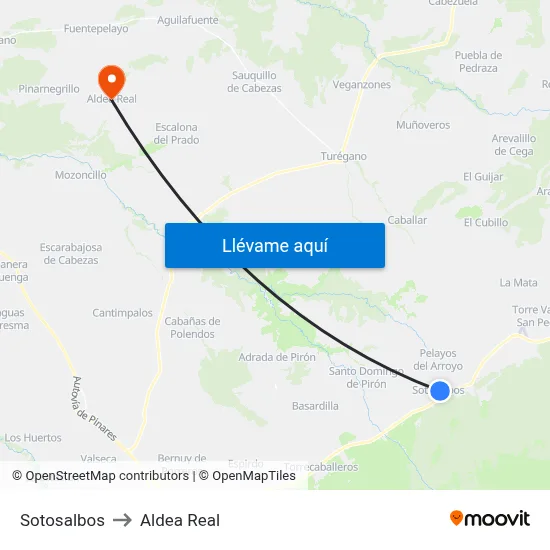 Sotosalbos to Aldea Real map