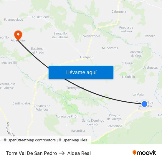 Torre Val De San Pedro to Aldea Real map