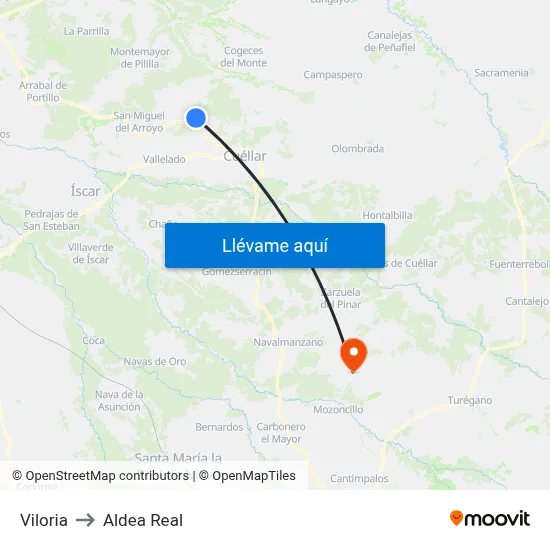 Viloria to Aldea Real map