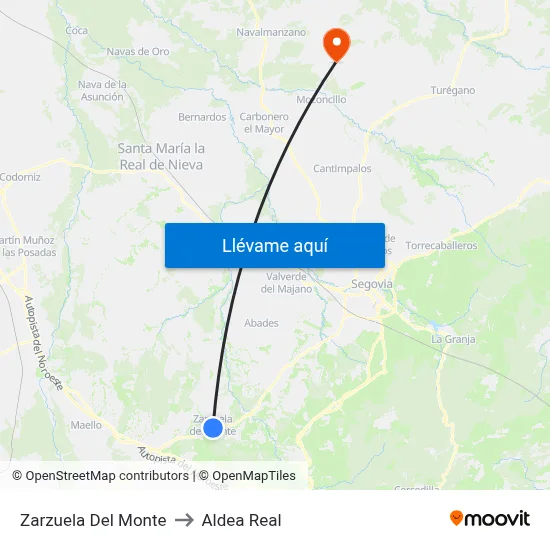 Zarzuela Del Monte to Aldea Real map