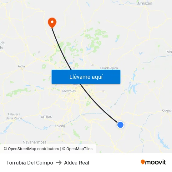 Torrubia Del Campo to Aldea Real map