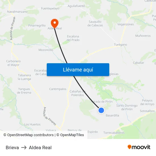 Brieva to Aldea Real map
