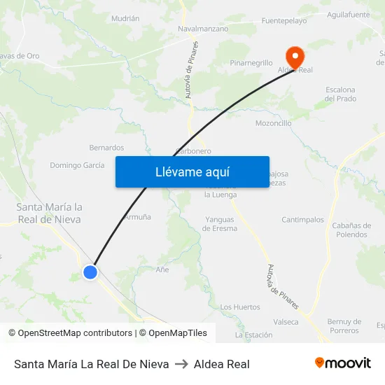 Santa María La Real De Nieva to Aldea Real map