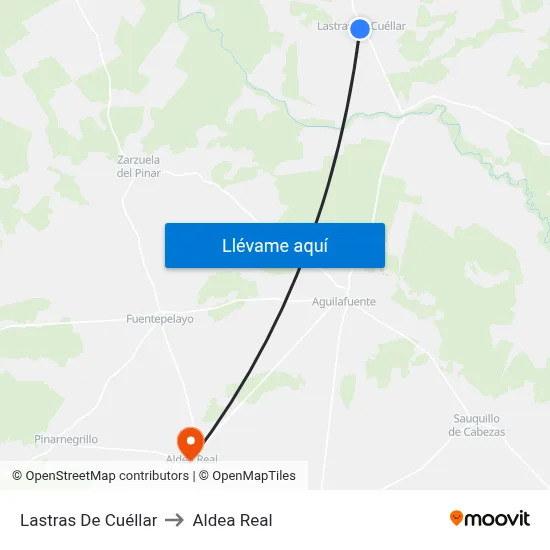 Lastras De Cuéllar to Aldea Real map