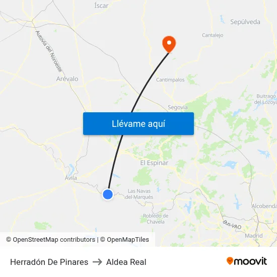 Herradón De Pinares to Aldea Real map
