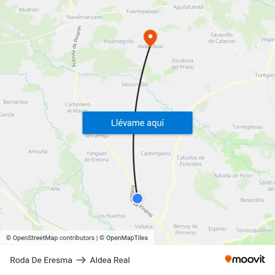 Roda De Eresma to Aldea Real map