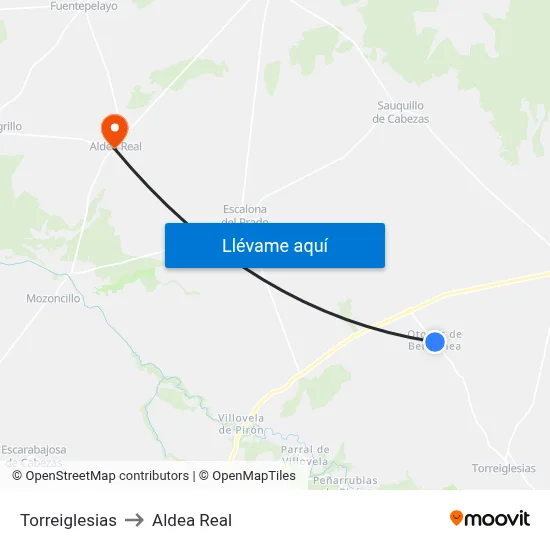 Torreiglesias to Aldea Real map