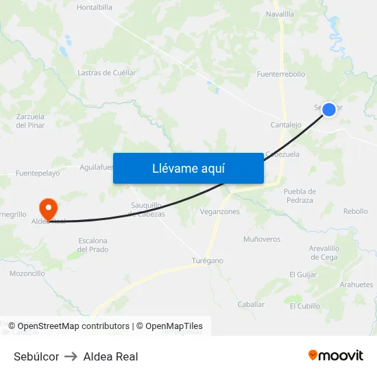 Sebúlcor to Aldea Real map