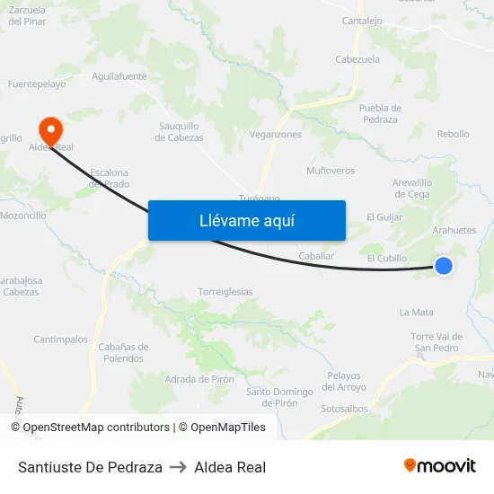 Santiuste De Pedraza to Aldea Real map