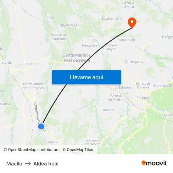 Maello to Aldea Real map