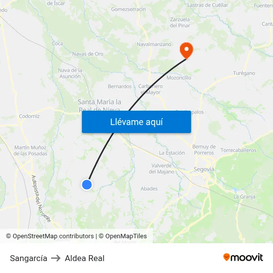 Sangarcía to Aldea Real map