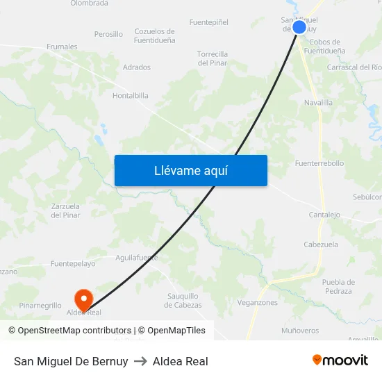 San Miguel De Bernuy to Aldea Real map