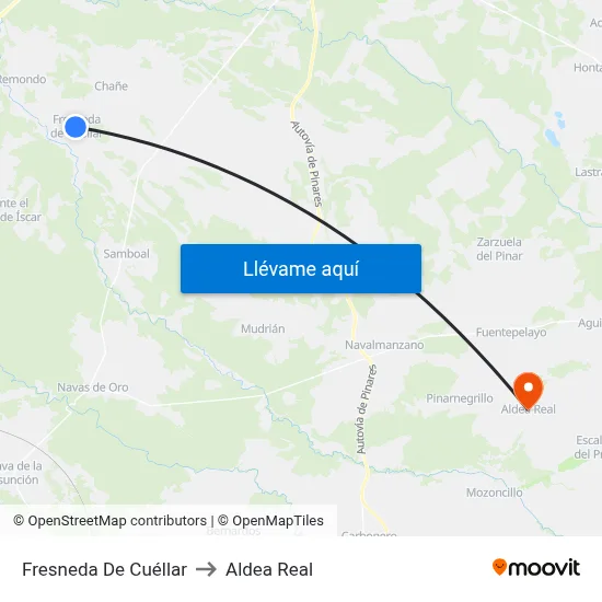 Fresneda De Cuéllar to Aldea Real map