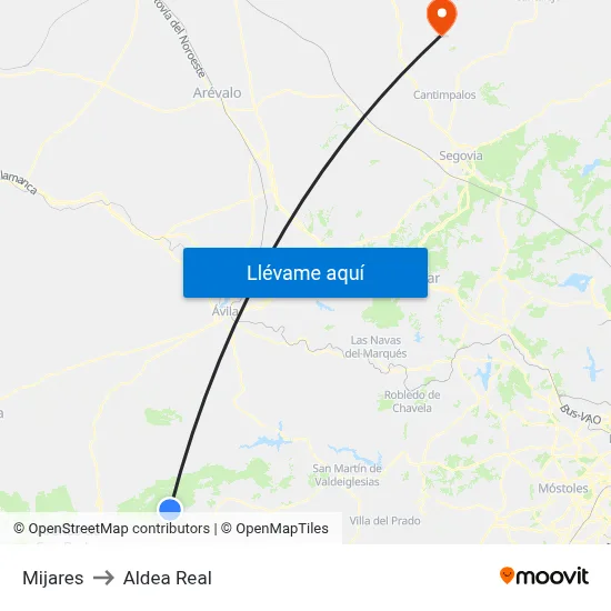 Mijares to Aldea Real map