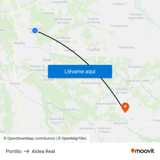 Portillo to Aldea Real map