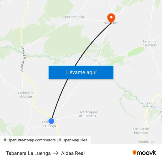 Tabanera La Luenga to Aldea Real map