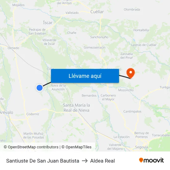 Santiuste De San Juan Bautista to Aldea Real map
