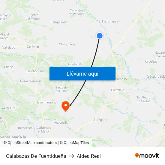 Calabazas De Fuentidueña to Aldea Real map