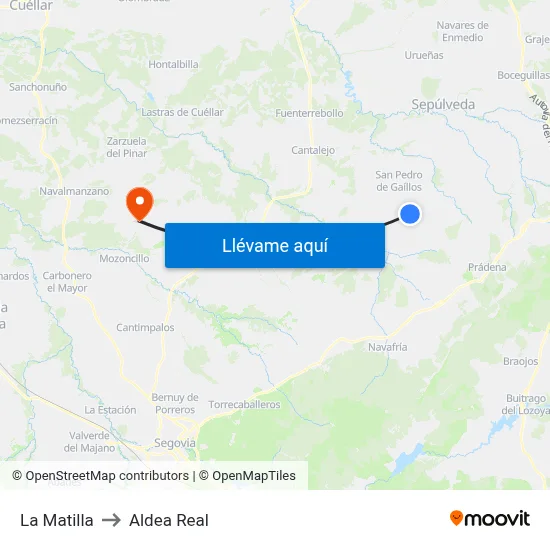 La Matilla to Aldea Real map