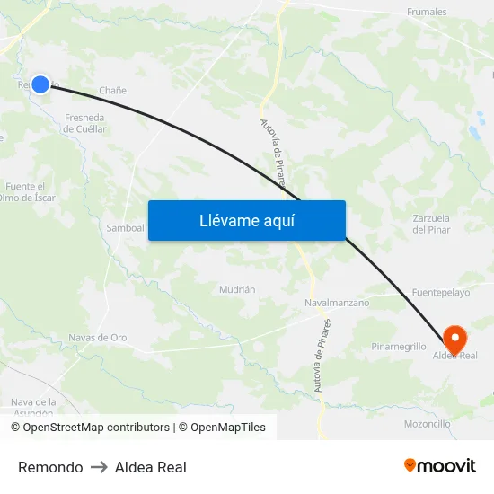 Remondo to Aldea Real map