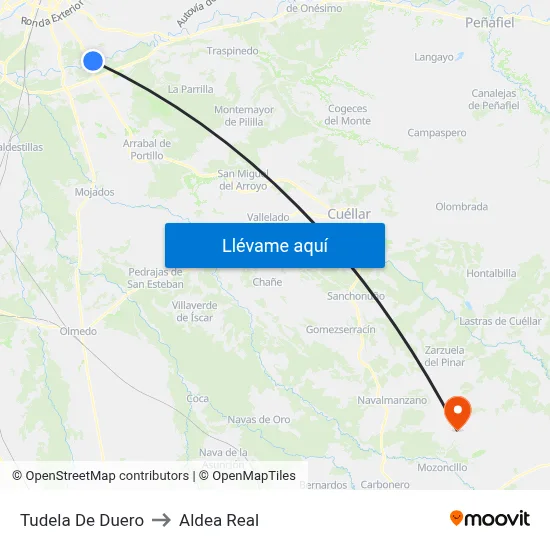 Tudela De Duero to Aldea Real map