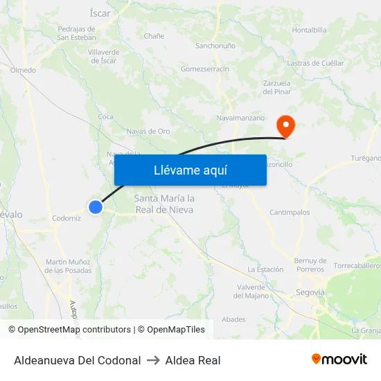 Aldeanueva Del Codonal to Aldea Real map