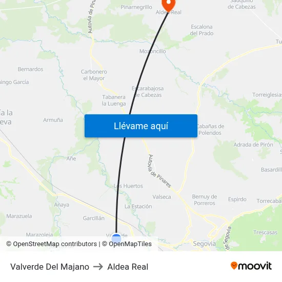 Valverde Del Majano to Aldea Real map