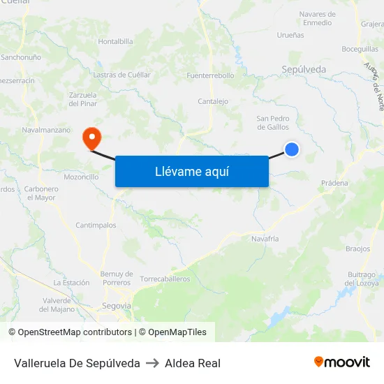 Valleruela De Sepúlveda to Aldea Real map