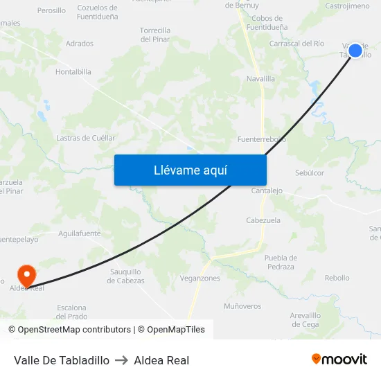 Valle De Tabladillo to Aldea Real map