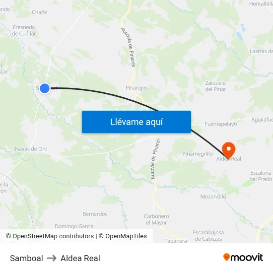 Samboal to Aldea Real map