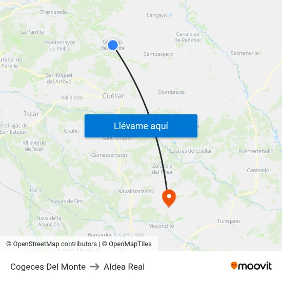 Cogeces Del Monte to Aldea Real map