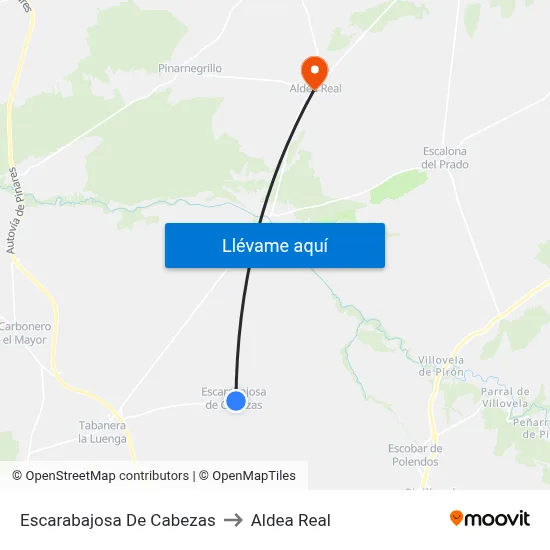 Escarabajosa De Cabezas to Aldea Real map