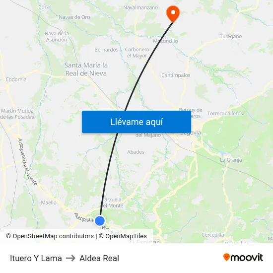 Ituero Y Lama to Aldea Real map