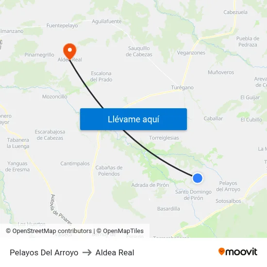 Pelayos Del Arroyo to Aldea Real map