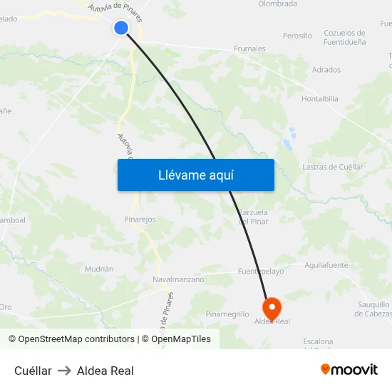 Cuéllar to Aldea Real map