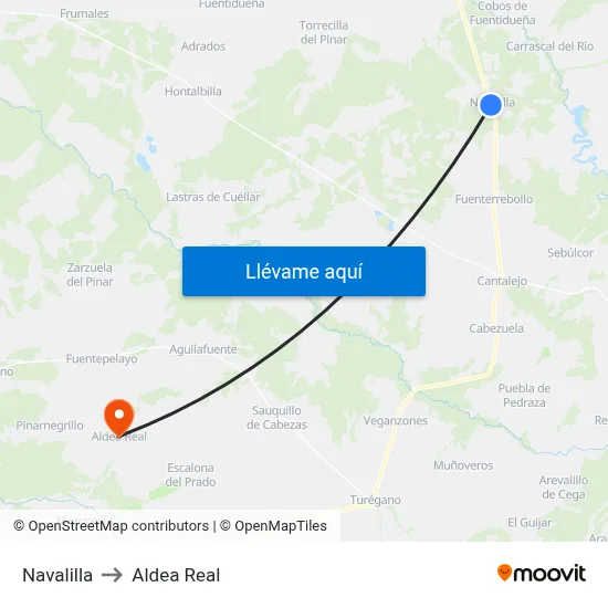 Navalilla to Aldea Real map