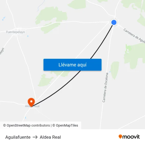 Aguilafuente to Aldea Real map