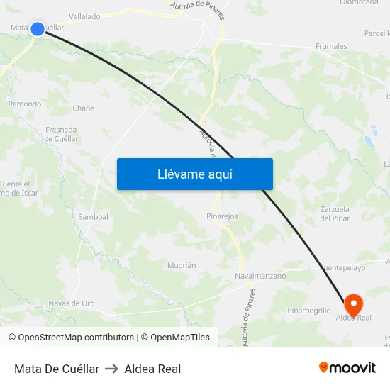 Mata De Cuéllar to Aldea Real map