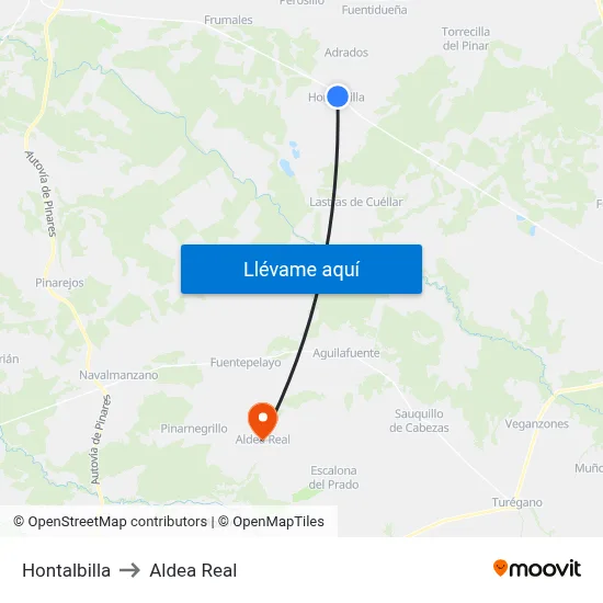 Hontalbilla to Aldea Real map