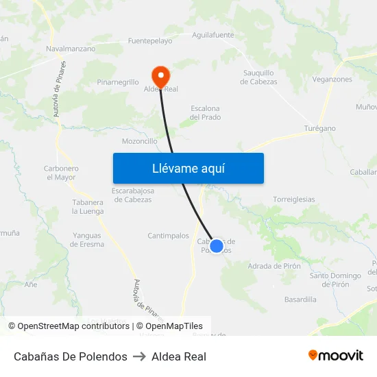 Cabañas De Polendos to Aldea Real map